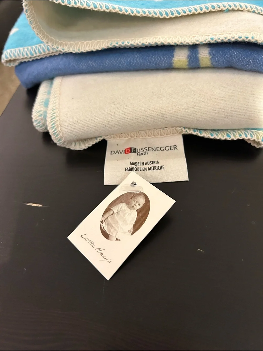 NWT David Fussenegger Striped Baby Blanket Kinderdecke Juwel  with Animal Print